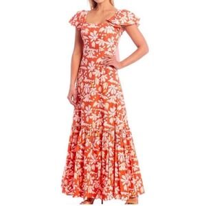 Sachin + Babi Orange and White Floral Maxi Dress